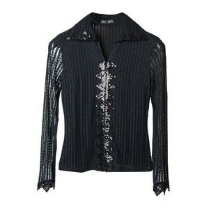 90s Sheer Sequin Vegas Nights Blouse